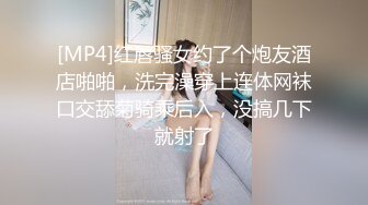 [MP4]红唇骚女约了个炮友酒店啪啪，洗完澡穿上连体网袜口交舔菊骑乘后入，没搞几下就射了